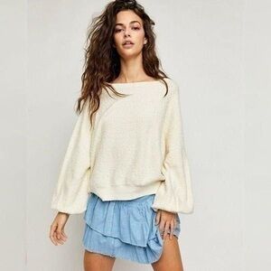 Free People Cream Crew Neck Sweater